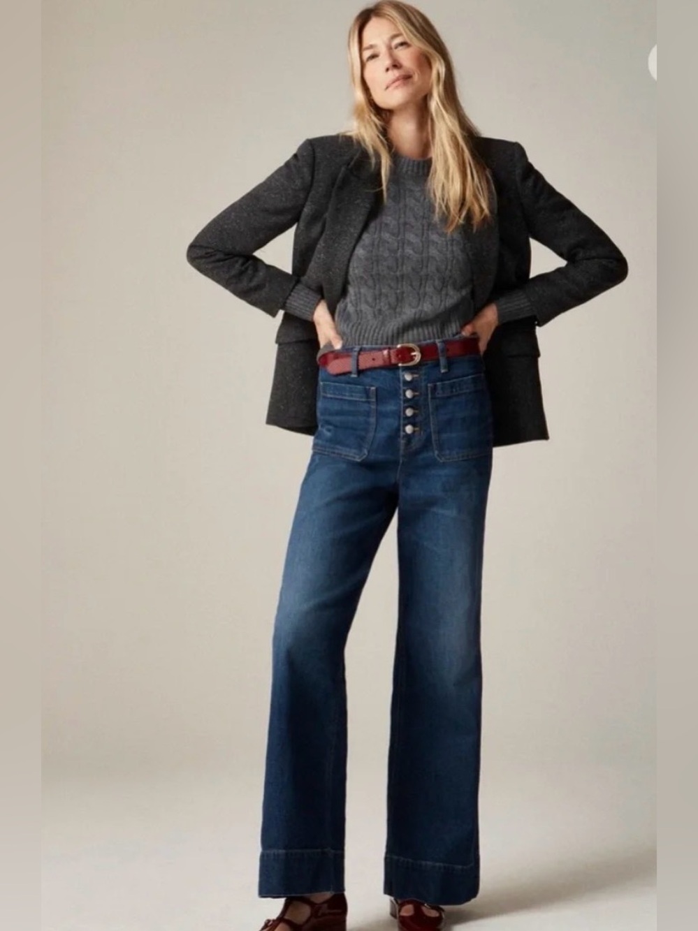JCrew High-Rise Denim Trouser Jean in Button Fly 28